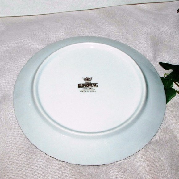 6 Christmas Cake Dessert Plates Crown Imperial Fine China Romania Poinsettia - Picture 5 of 5